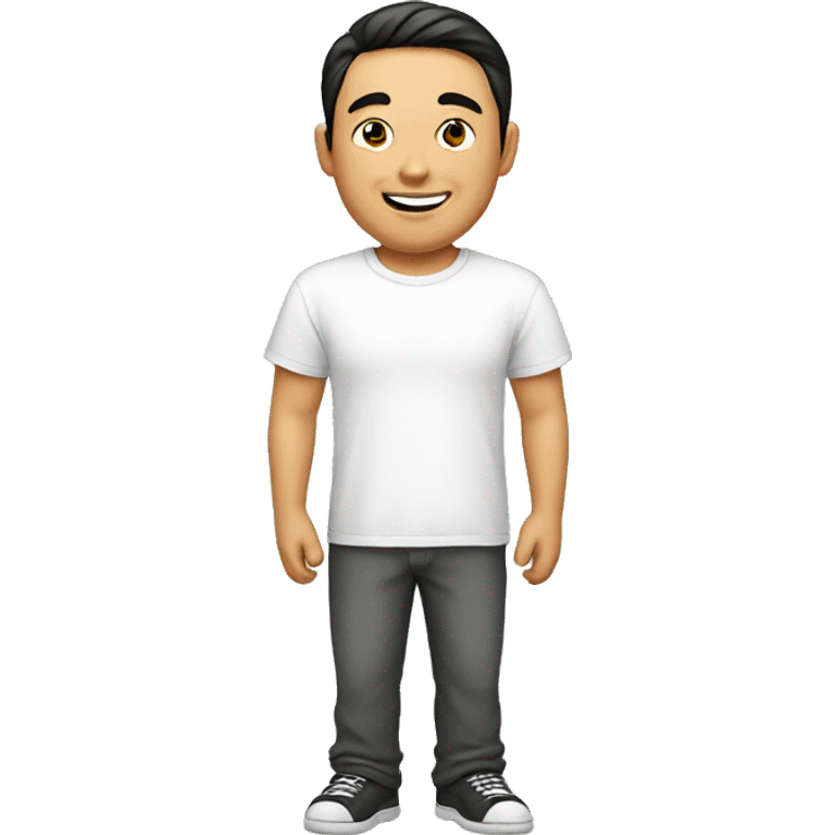 smile,asian man ,chinese, white t-shirt emoji