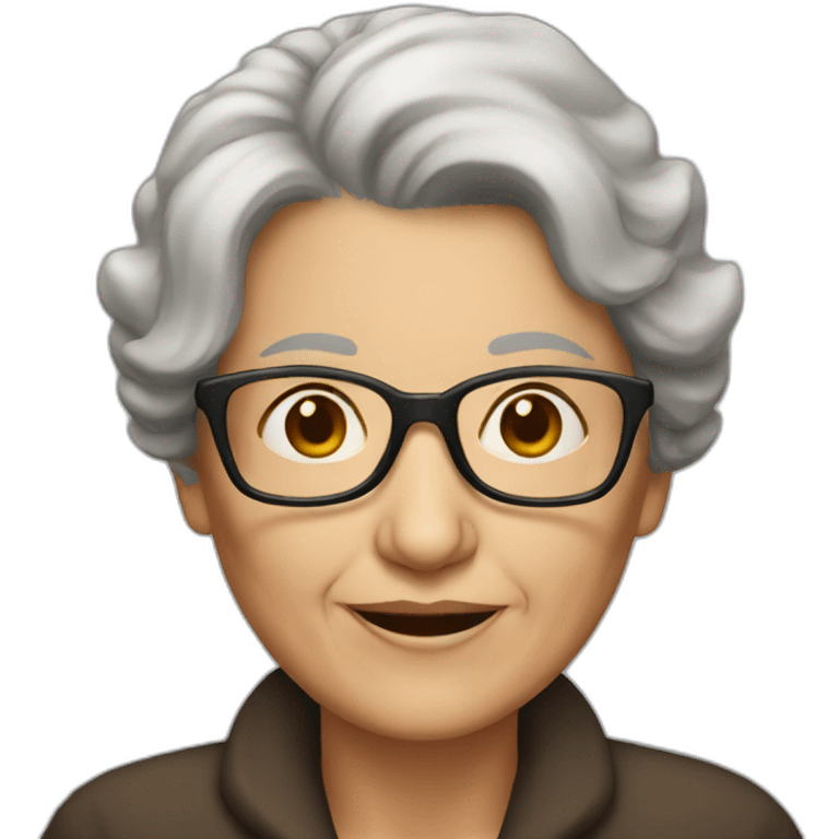 old woman with medium brown hair and glasses emoji