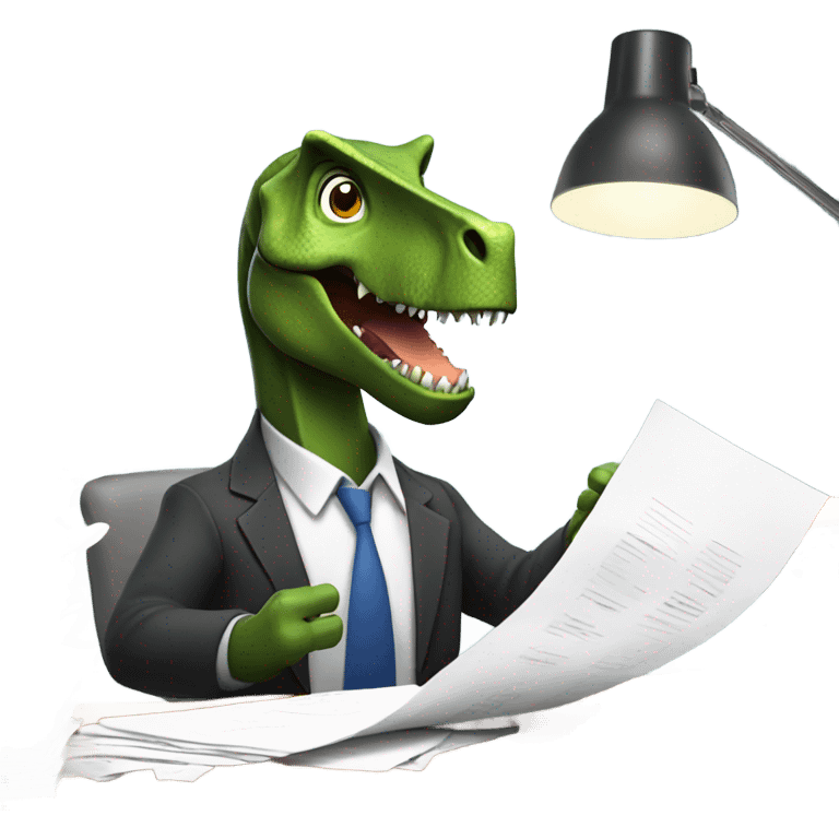 office dinosaur with paper emoji