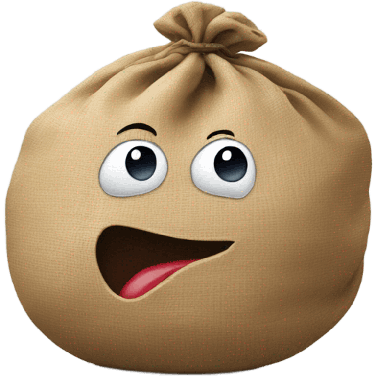 Emoji sucking up a sack emoji