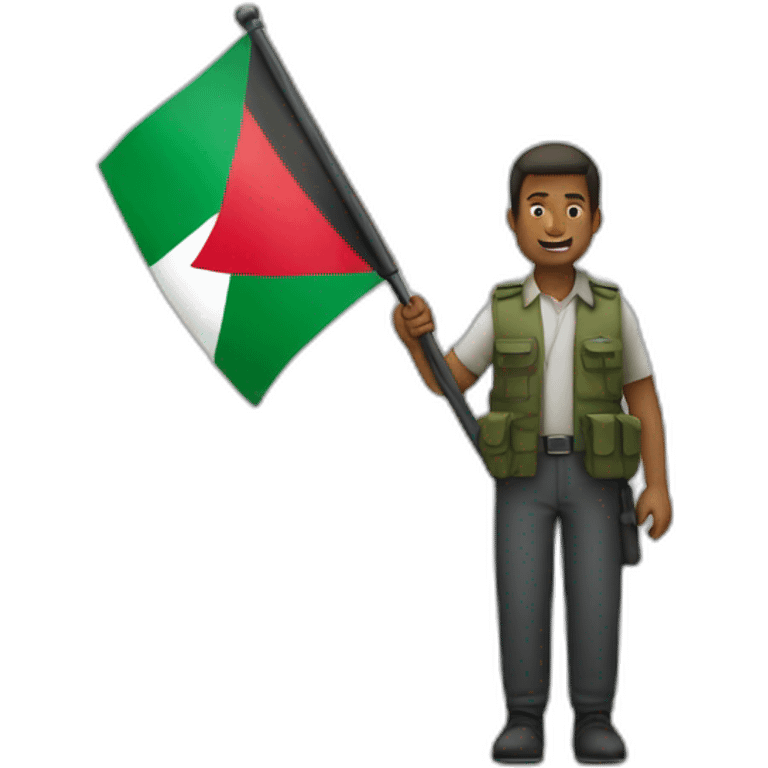 a man holding palestine flag emoji