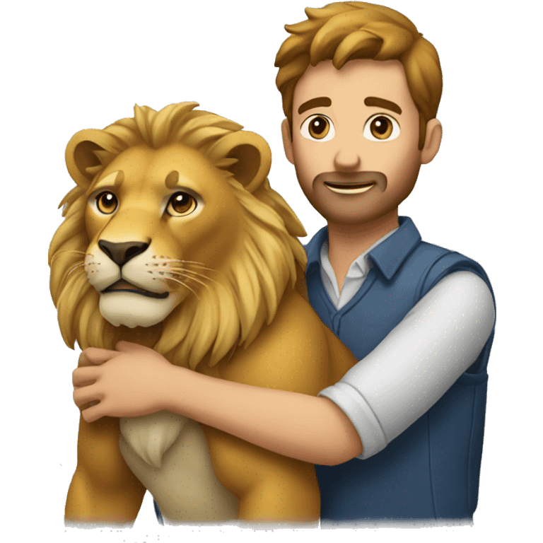 man holding a lion by the collar emoji