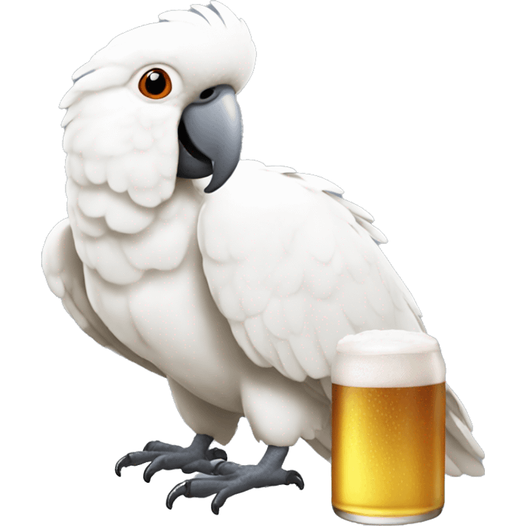 cockatoo holding a beer emoji