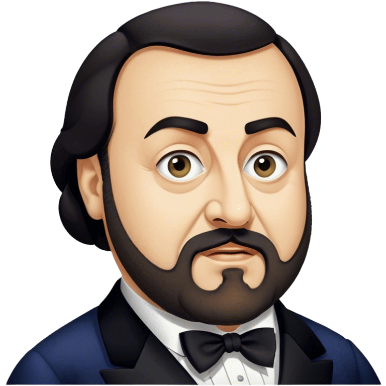 Cinematic Realistic Luciano Pavarotti Portrait Emoji, depicted as a charismatic operatic tenor with expressive eyes and commanding stage presence, rendered with rich elegant textures and warm theatrical lighting that captures his timeless vocal brilliance. emoji