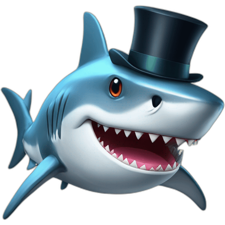 Shark with a top hat emoji