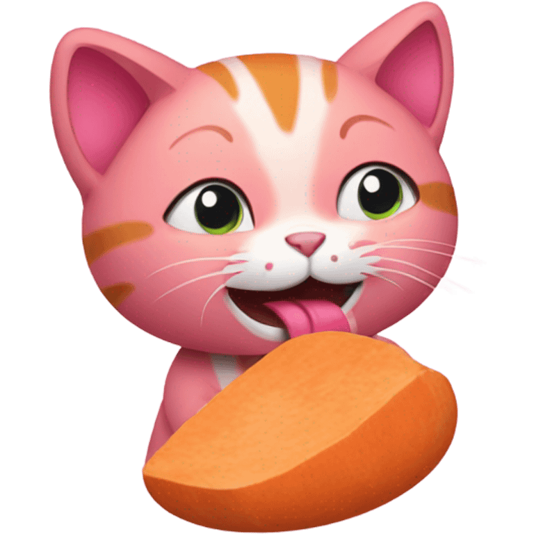 pink cat eating a yam emoji