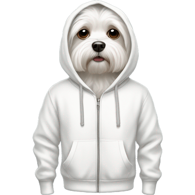 maltese dog wearing a hoodie emoji