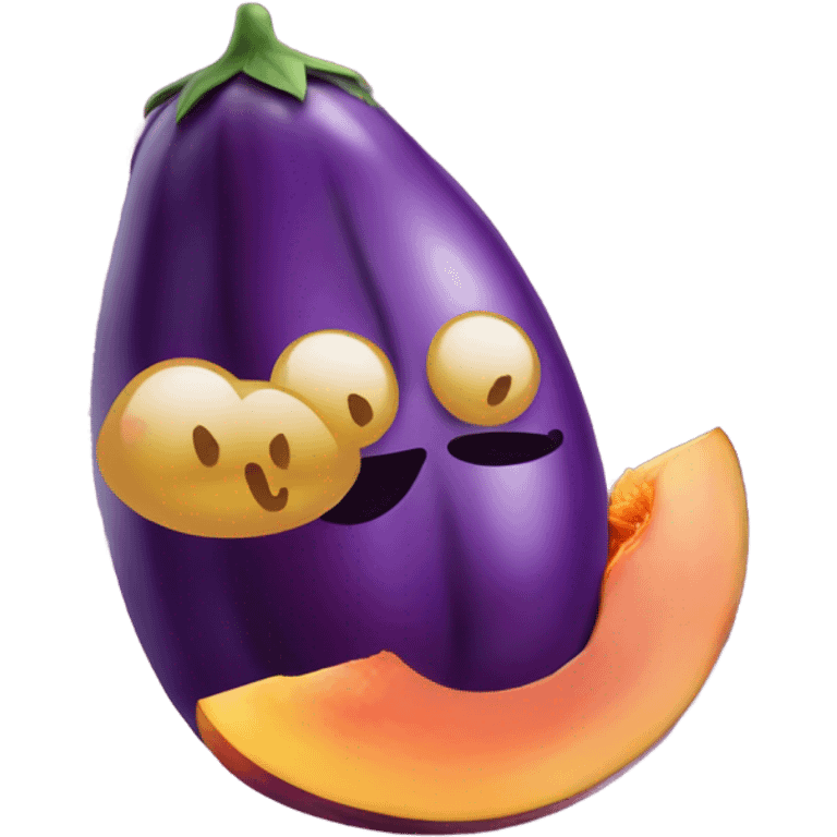 Eggplant with peach emoji