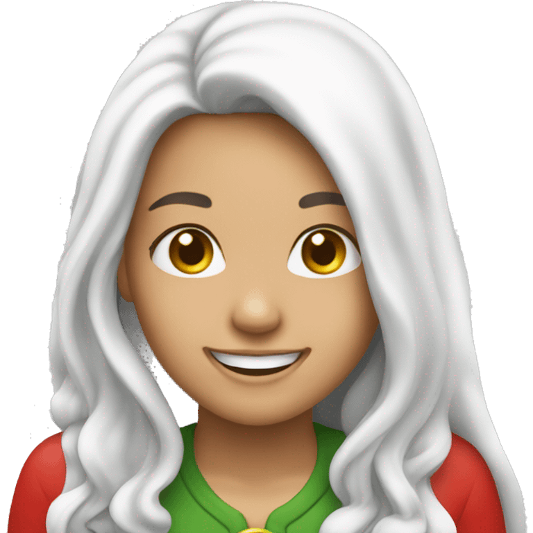 smiling girl with long hair Santa het emoji