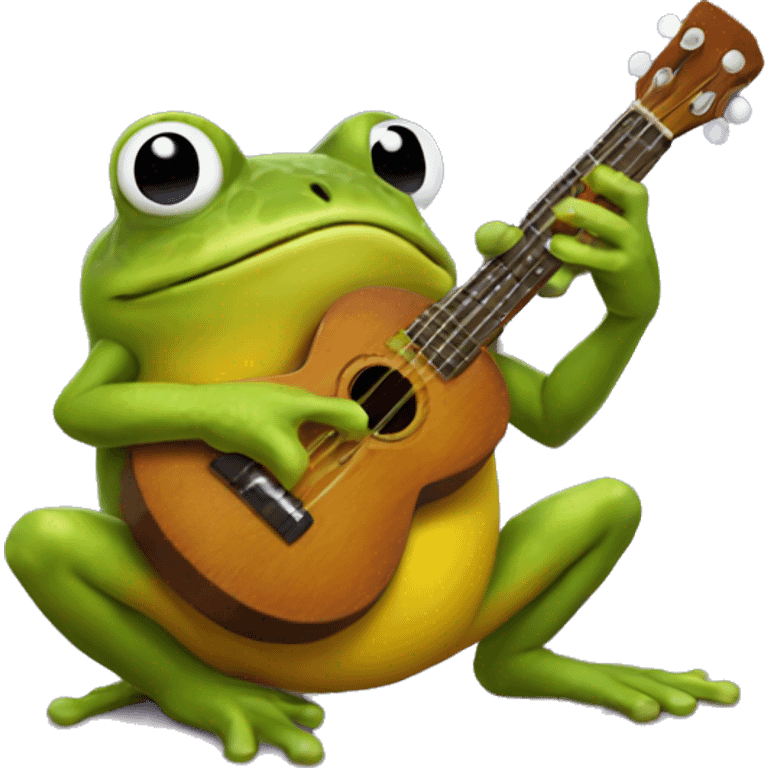 pac-man frog playing ukulele emoji