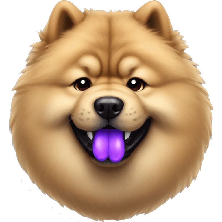 chow chow with purple tongue emoji