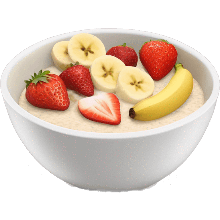 porridge in a pretty girly bowl with toppings like strawberry’s and bananas emoji