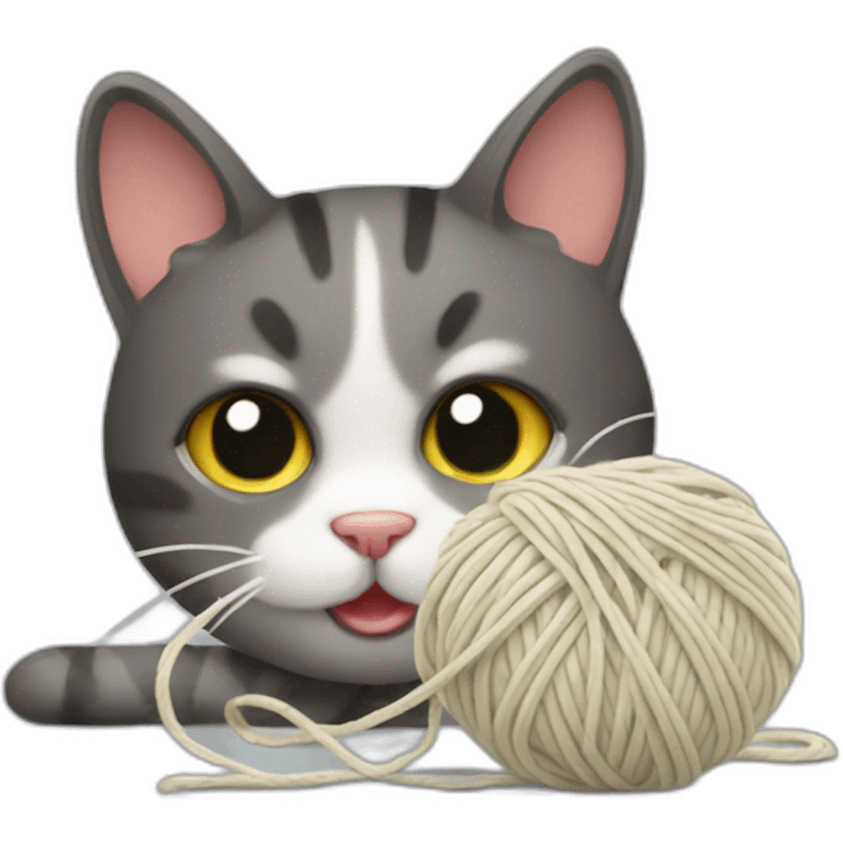 Cat vomiting hairball and playing with yarn emoji