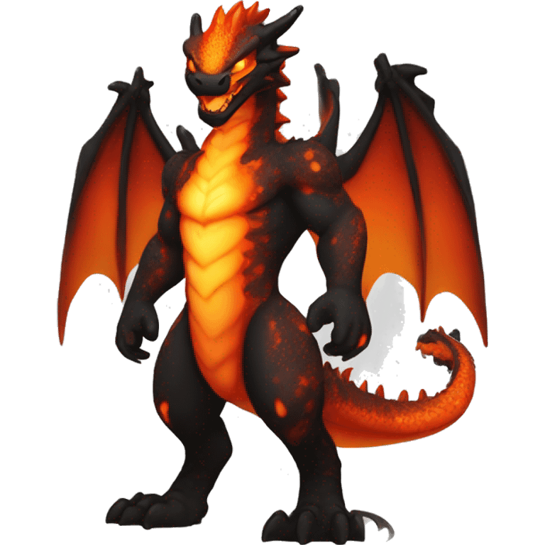  Full Body Legendary Cool Brown-Black-Red-Orange-gradient Magma-Lava-Volcano-Dragon emoji