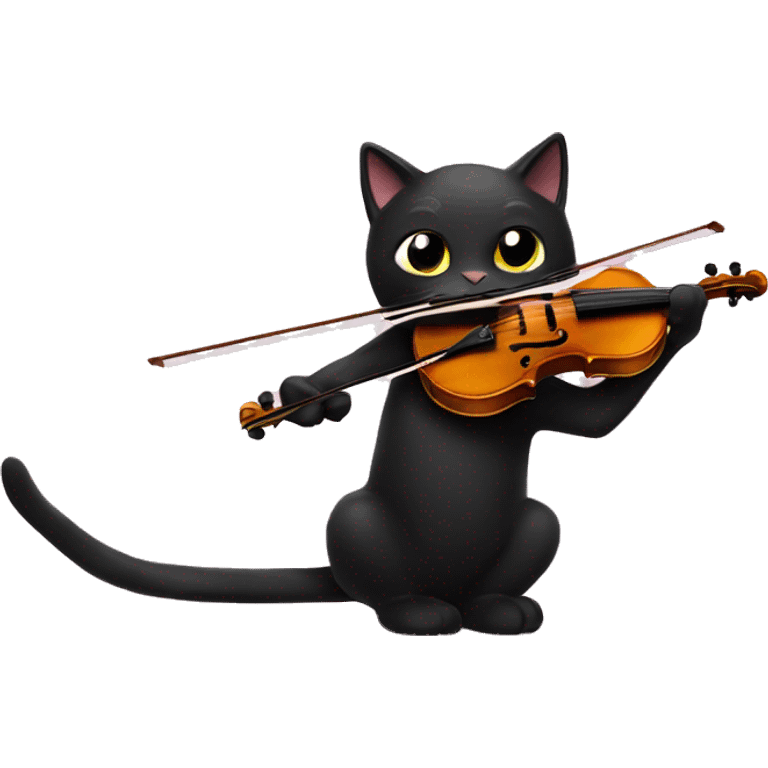 Black cat with violin  emoji