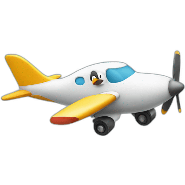 penguin driving a plane emoji