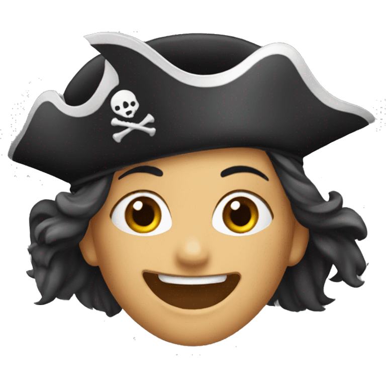 a pirate woman's face cheering emoji