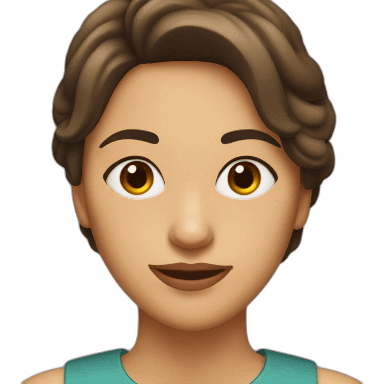 mujer morocha, con pecas ,ojos marrones y pelo corto emoji