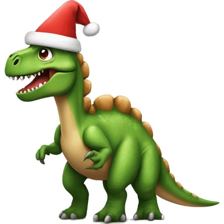 Dinosaur with a santa hat emoji