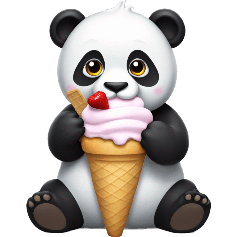 Panda eating ice cream emoji