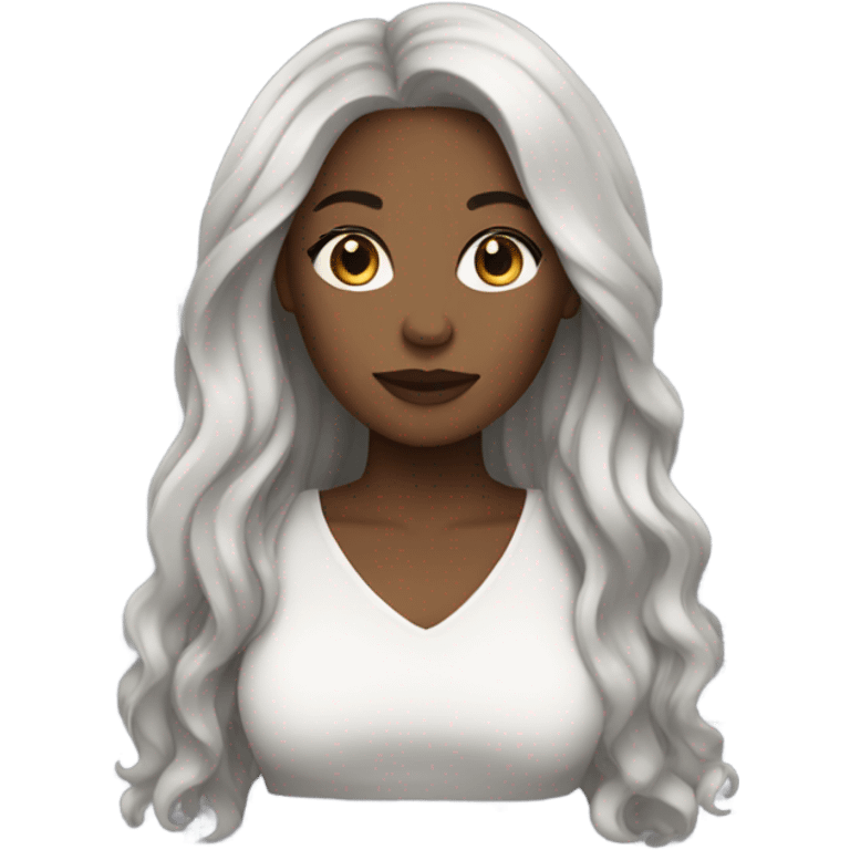 black woman with long hair and a nice top emoji