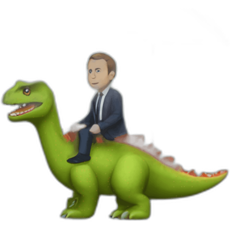 Macron sur un dinosaure emoji