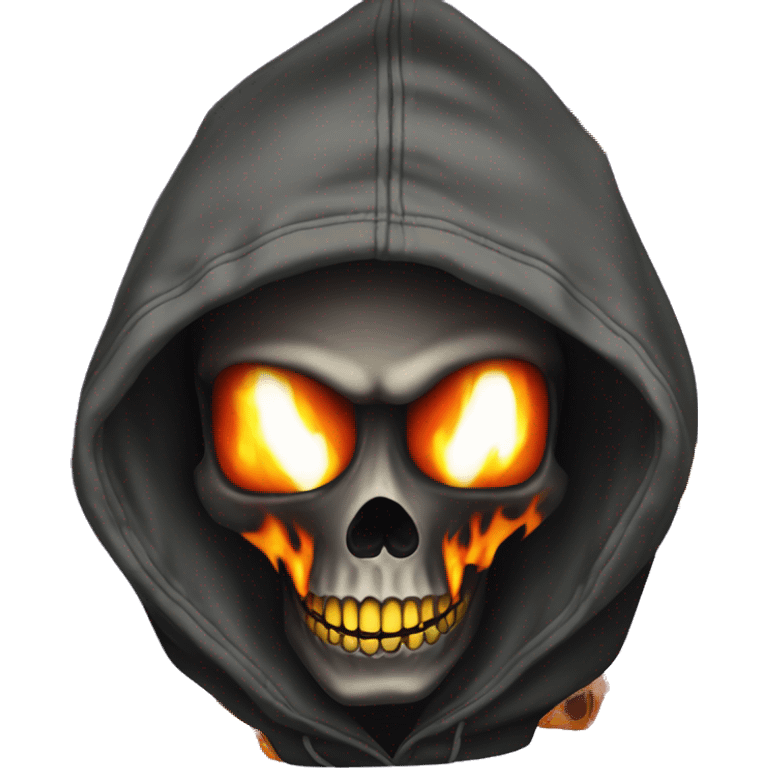 Skull with bape hoodie with flames in background emoji