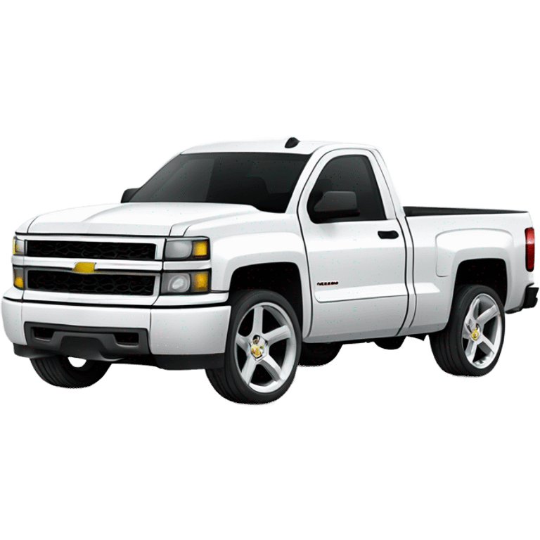 Single cab white Silverado street truck  emoji