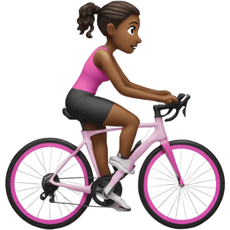 Woman in bike gym wearing pink  emoji