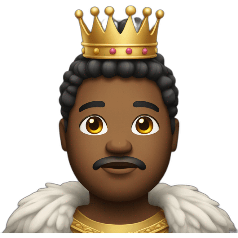 Calm black chubby king with crown and no facial hair emoji