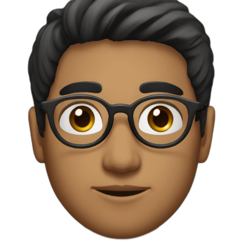 young indian guy with straight hair with round fully circular glasses black eyes black hair emoji