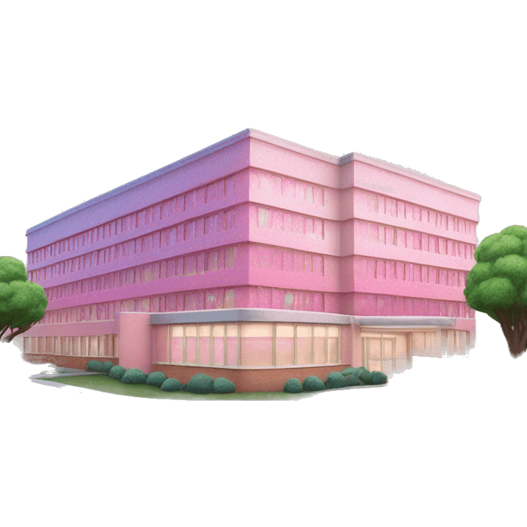 Pink ombre hospital building with glitter emoji