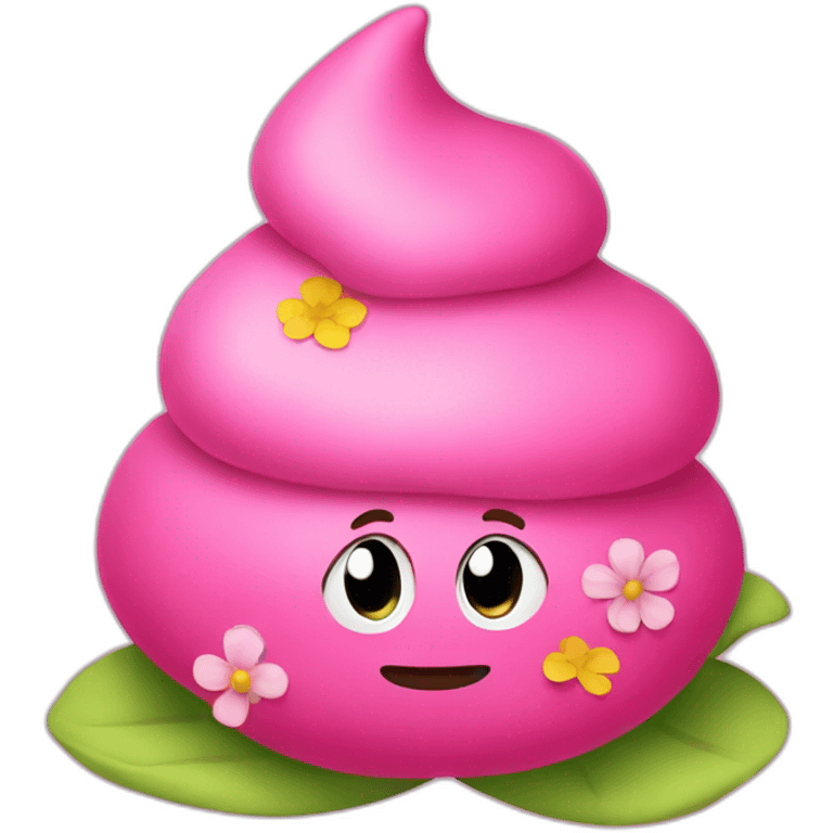 A pink poop with Flowers on top emoji