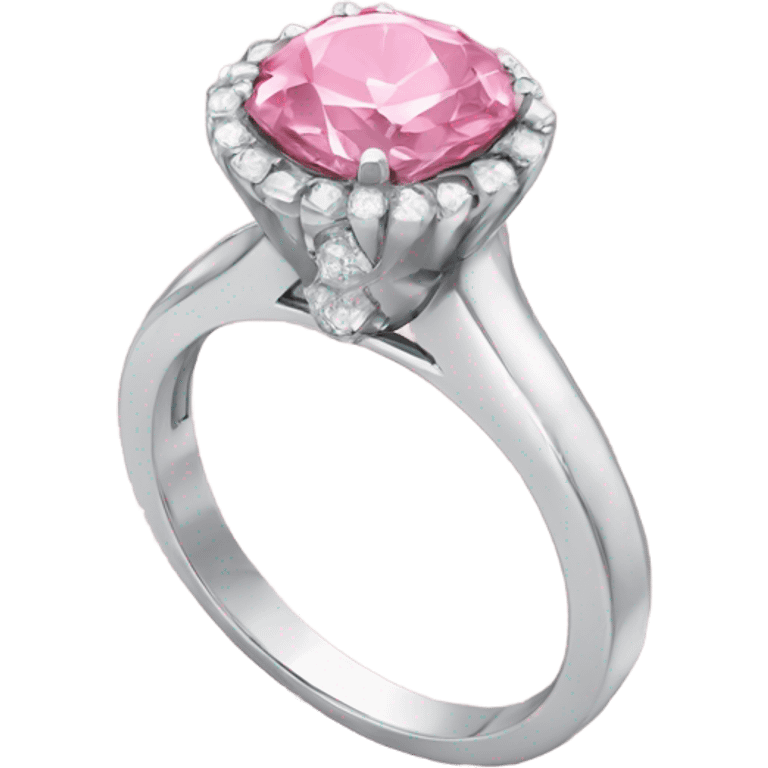 white gold ring with a pink diamond emoji