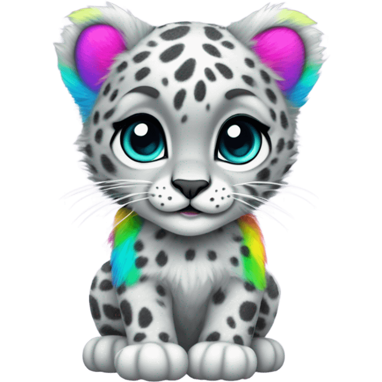 neon rainbow snow leopard cub emoji