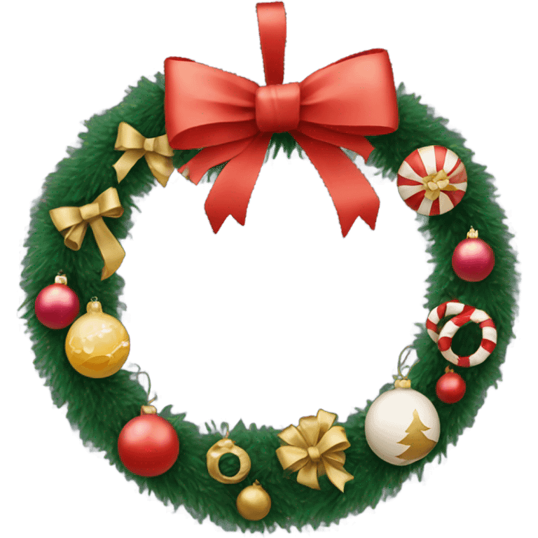 Circular christmas garland with baubles and bows emoji