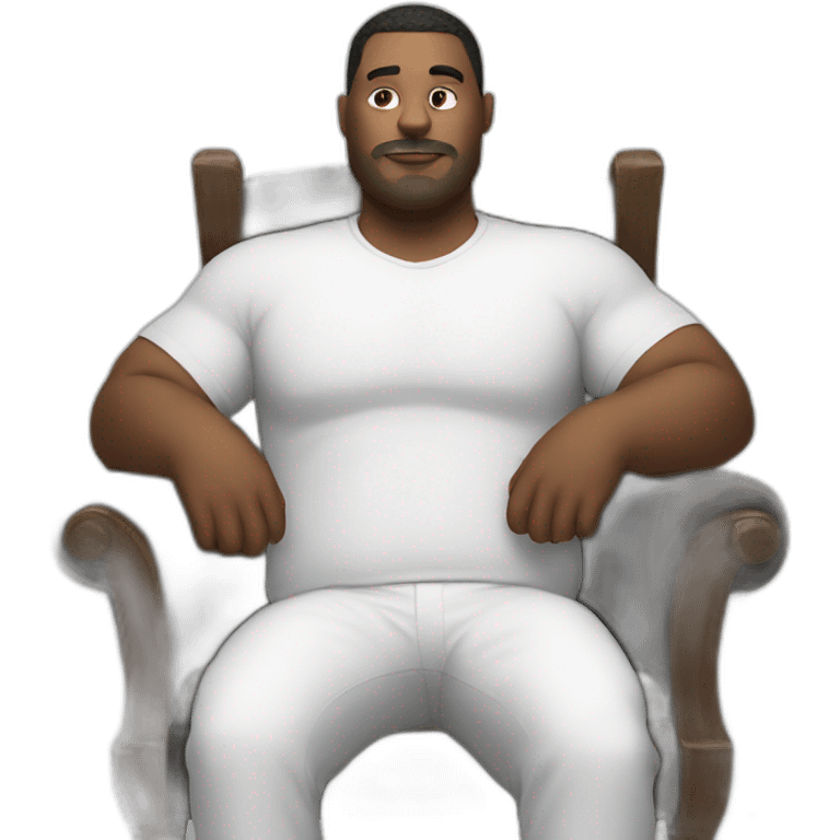 huge man with white cat on the chair emoji