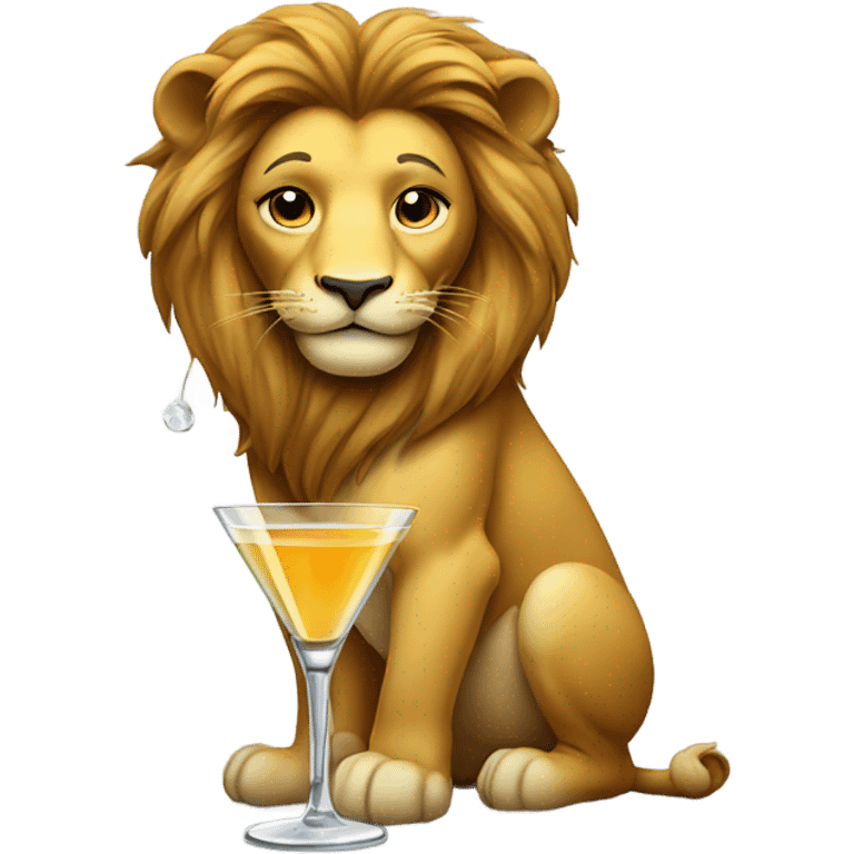 Female lion with a martini  emoji