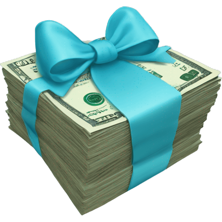 stack of money with baby blue bow emoji