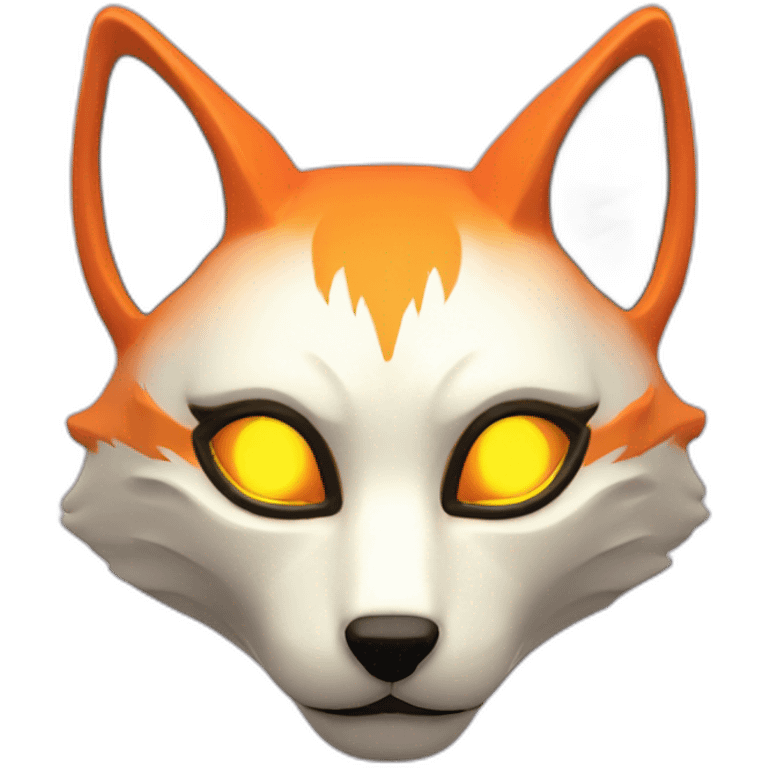 Kitsune mask with glowing neon eyes emoji