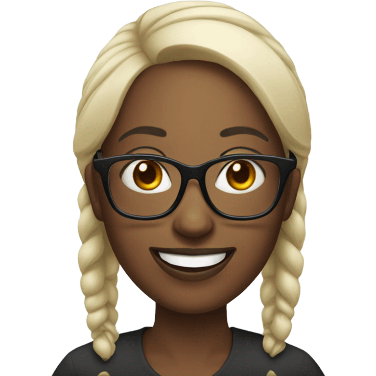 Black smiling woman with glasses and white smiling girl emoji