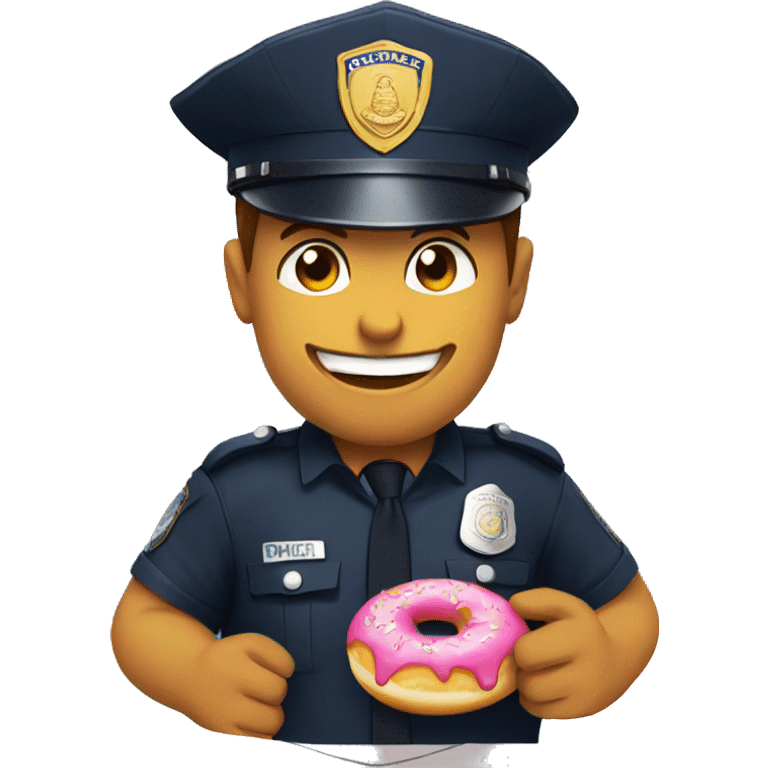 Police eating donut smiling  emoji