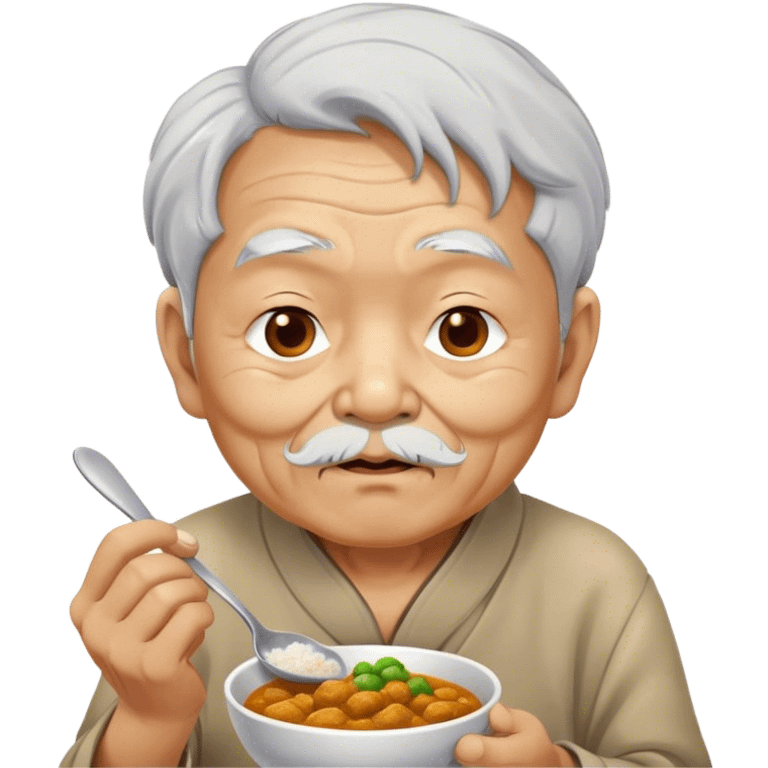 old asian man eating curry emoji