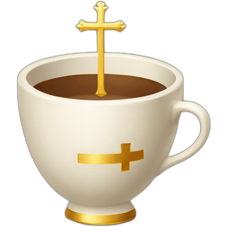 royal empty Christian cup for the winner with a cross on royal background emoji