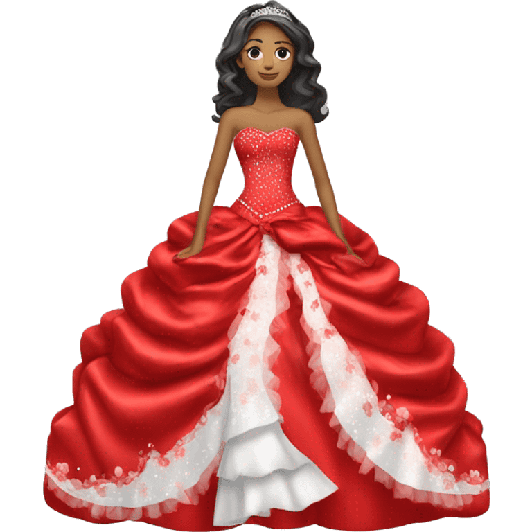 red quinceañera dress￼ emoji