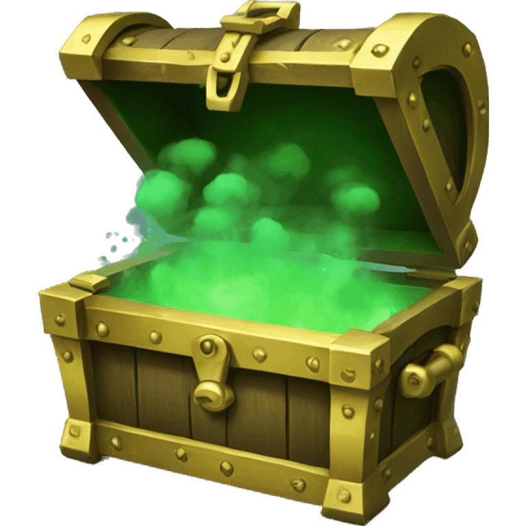 open treasure chest with green smoke coming out emoji