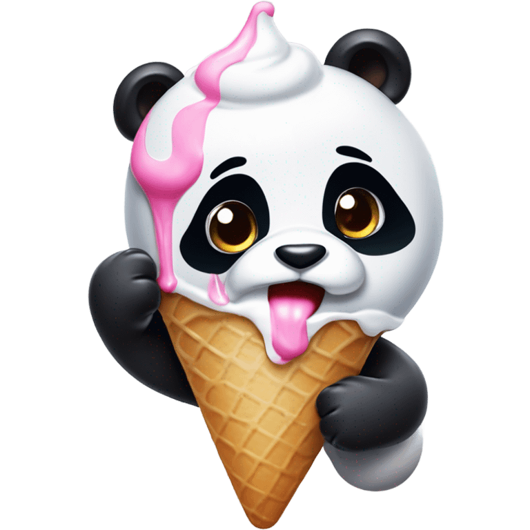 Panda eating ice cream emoji