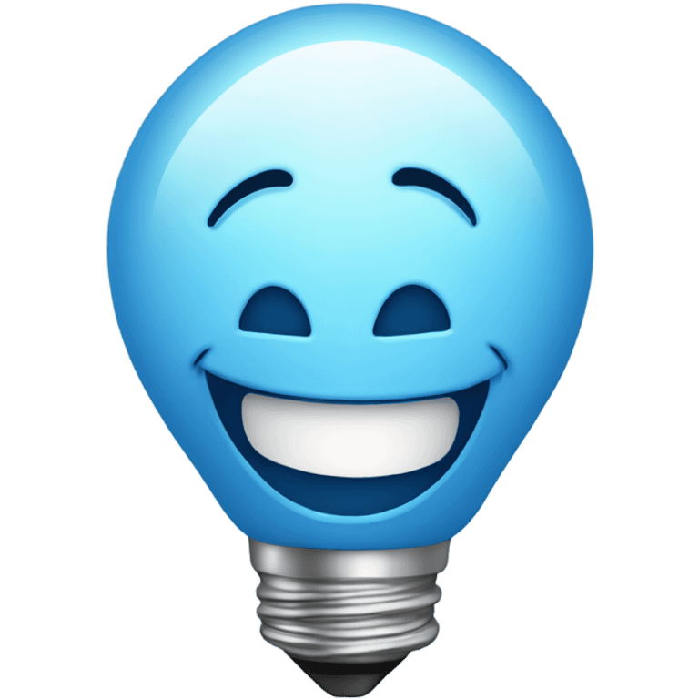 A blue bulb laughing emoji