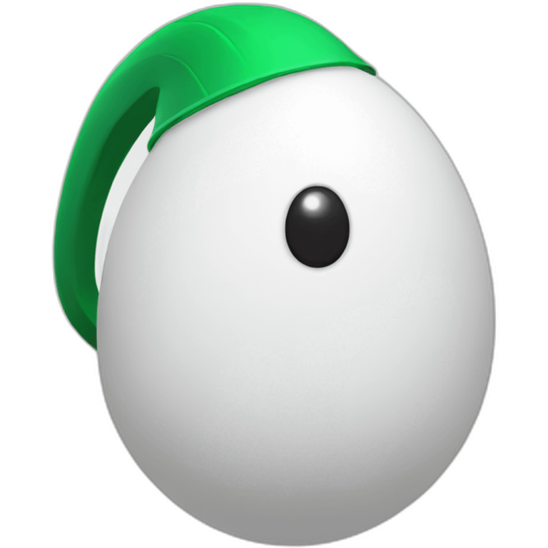 White egg with a long tail wearing a green helmet emoji