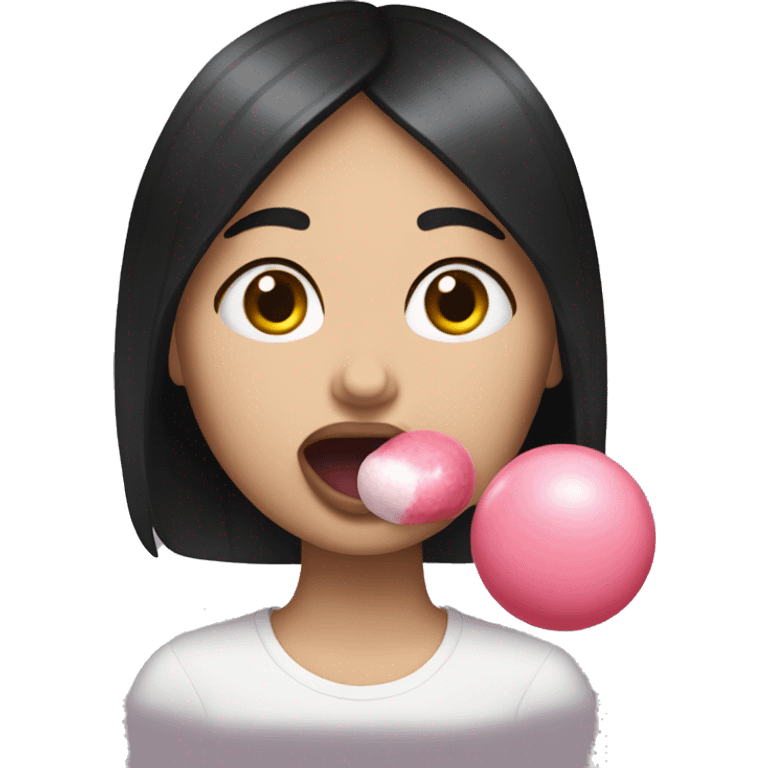 White girl with Black hair chewing bubblegum  emoji